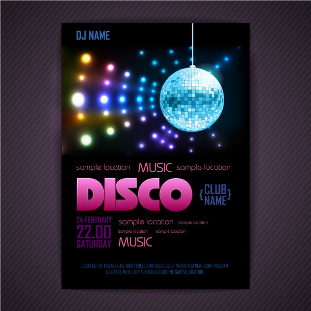 霓虹背景迪斯科海报图片下载