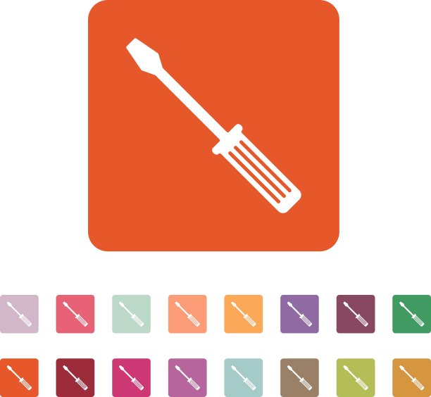 螺丝刀图标设置符号平坦图片下载