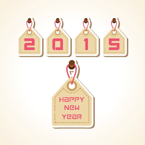 创意2015年新年设计，悬挂标签图片下载