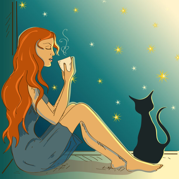 和一个漂亮的女孩坐在窗台上图片下载