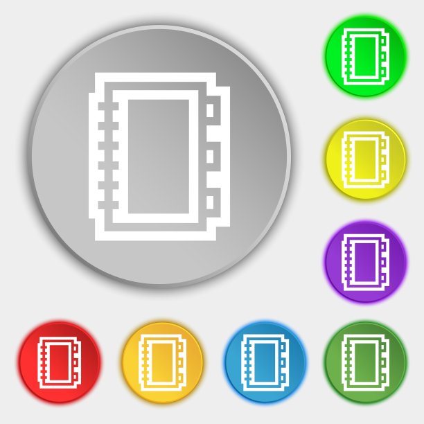 书图标标志符号上的八个平面按钮图片下载