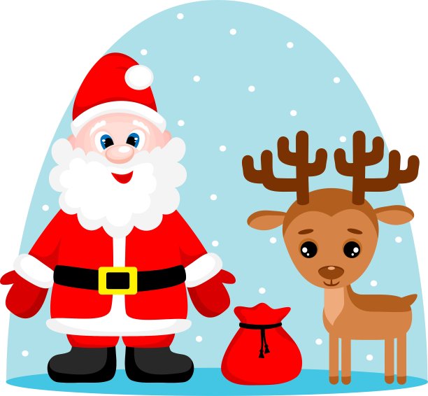 圣诞老人和鹿图片下载