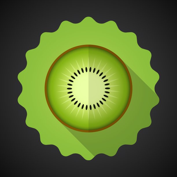 猕猴桃扁平图标与长影子图片下载