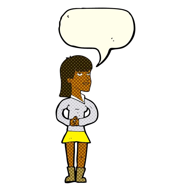 卡通女人等着说话气泡图片下载