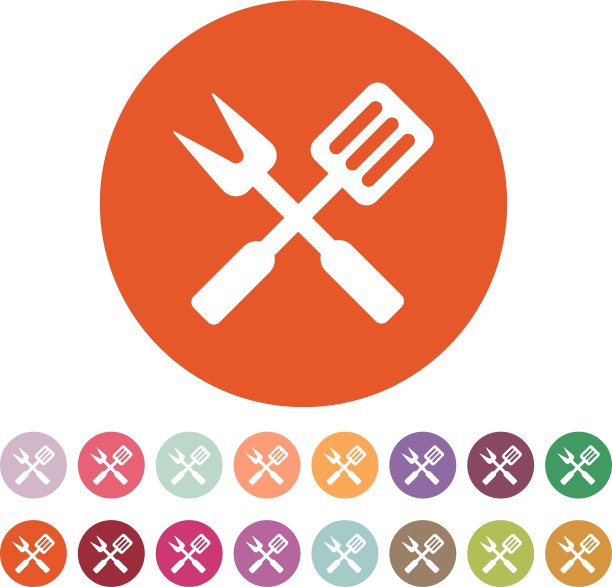 烧烤和厨房烹饪图标符号图片下载
