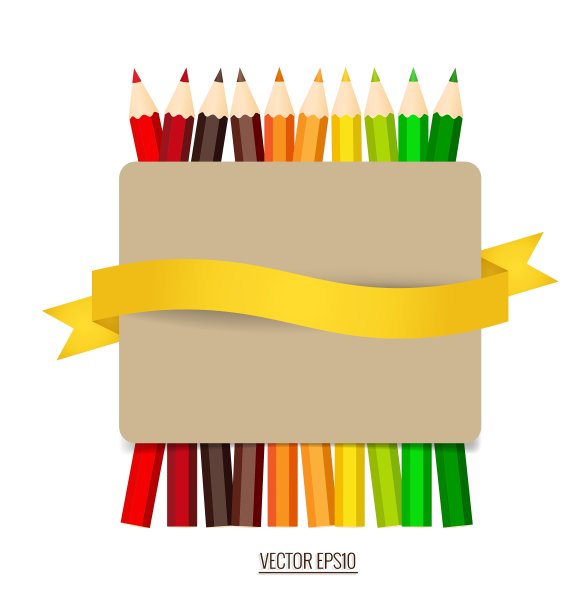 以彩色铅笔为背景的纸笔记图片下载