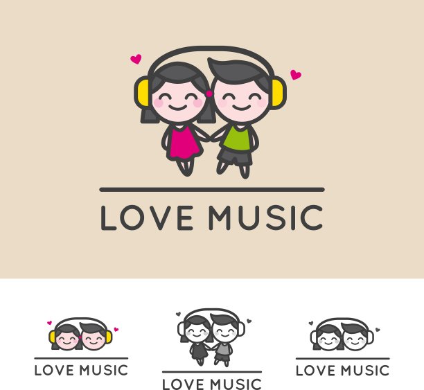 带着耳机的男孩和女孩图片下载