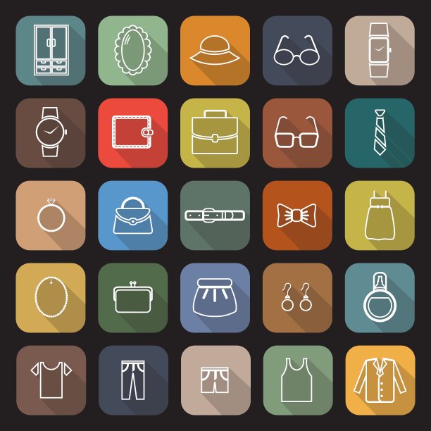 着装线与长阴影平图标图片下载