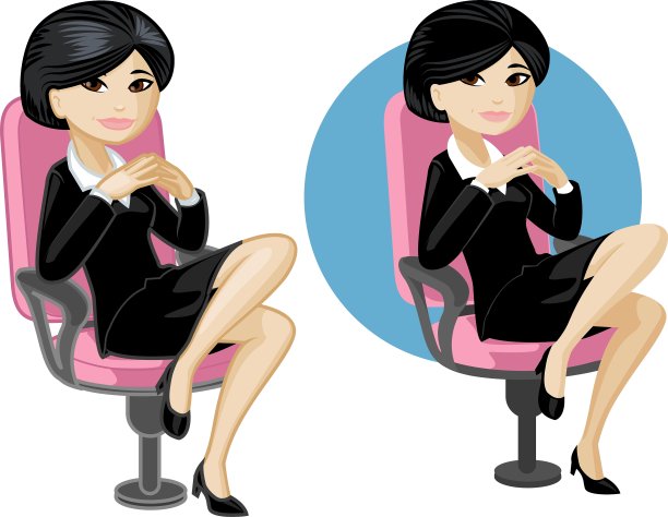 可爱的年轻亚洲办公室女人坐在椅子上图片下载