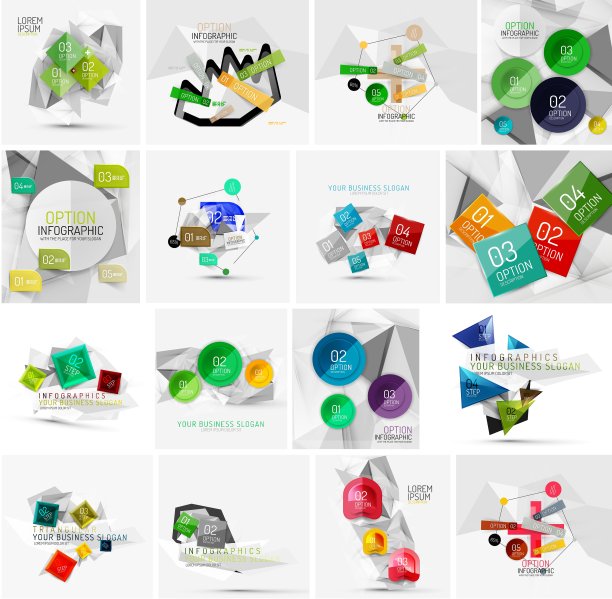 一套抽象的几何图形信息横幅图片下载