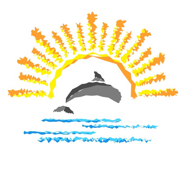 海景与海豚模板标志旅行图片下载