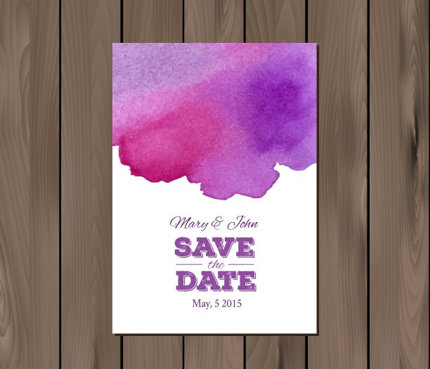 水彩画婚礼请柬图片下载