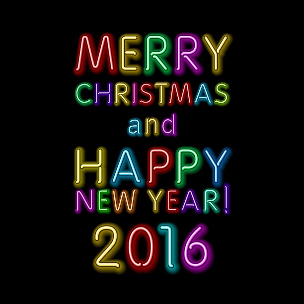 霓虹和散景圣诞贺卡图片下载