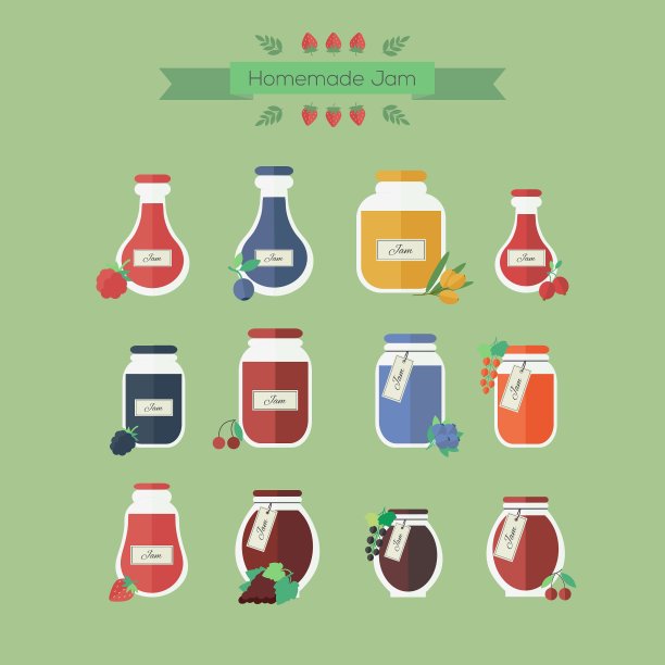 带有果酱对象的罐子集合图片下载