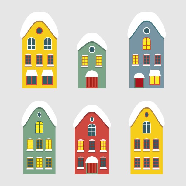 一组冬季荷兰房子的图像图片下载