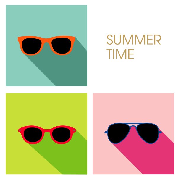 太阳镜的夏季设置设计图片下载