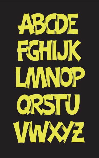 卡通漫画涂鸦字体字母图片下载