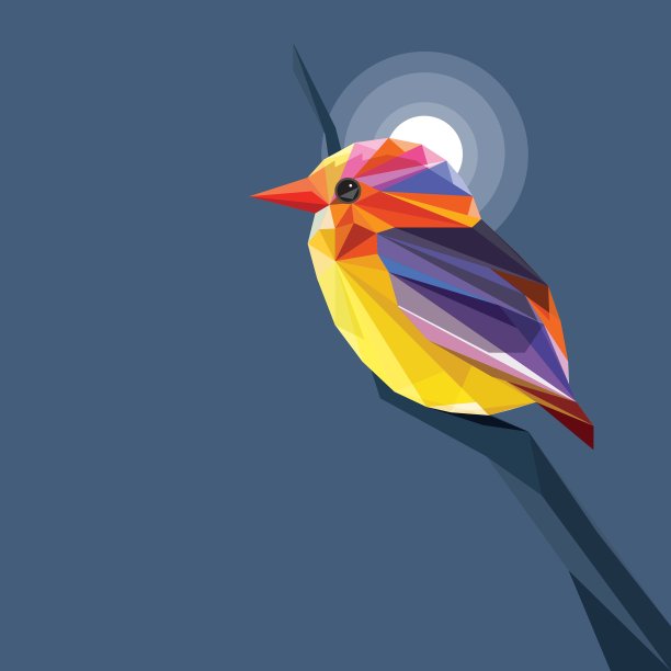 3d折纸低多边形鸟图片下载