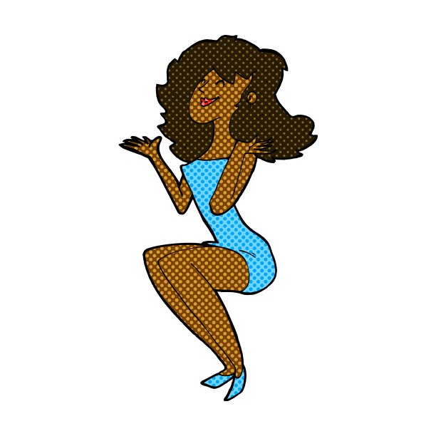 漫画卡通美女坐图片下载