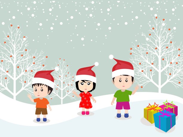 和快乐的孩子们圣诞快乐图片下载