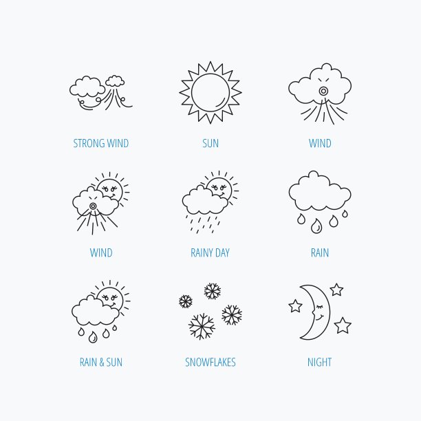 天气太阳和雨标志月亮之夜图片下载