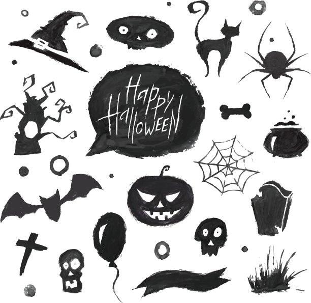水彩万圣节集图片下载
