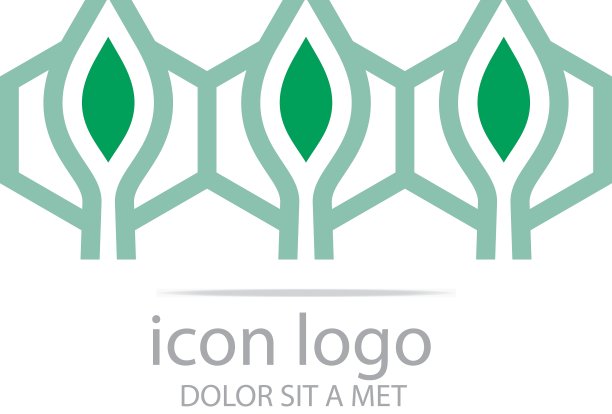 标志图标离开六边形绿色设计符号图片下载