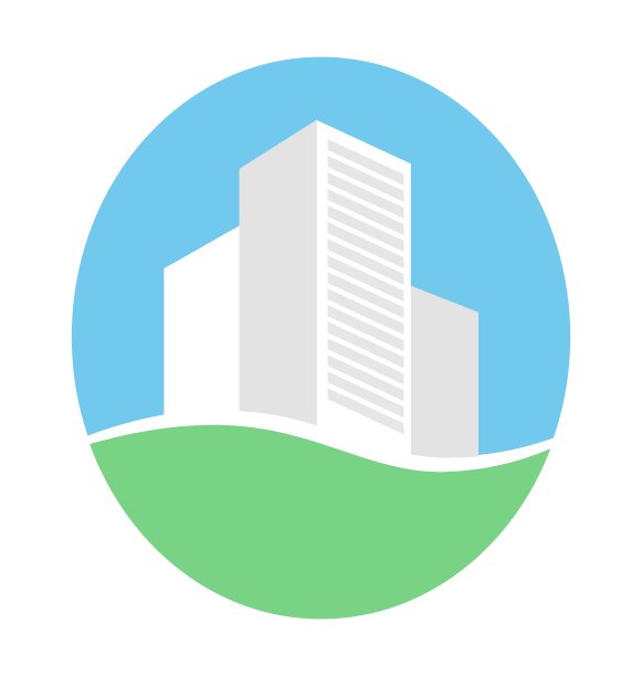 标志与建筑在生态地方隔离图片下载