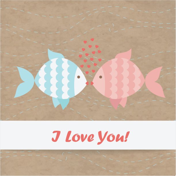 情人卡鱼牛皮纸图片下载