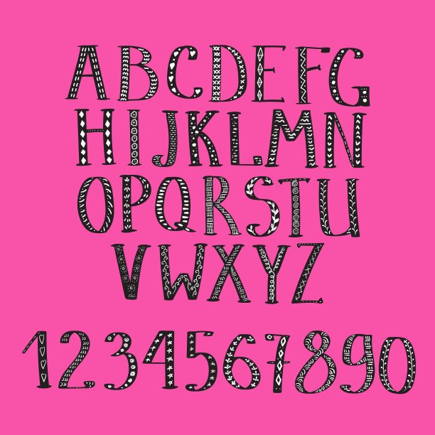 手绘民族字母图片下载