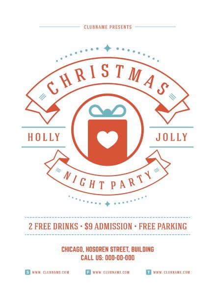 圣诞派对海报复古排版和图片下载