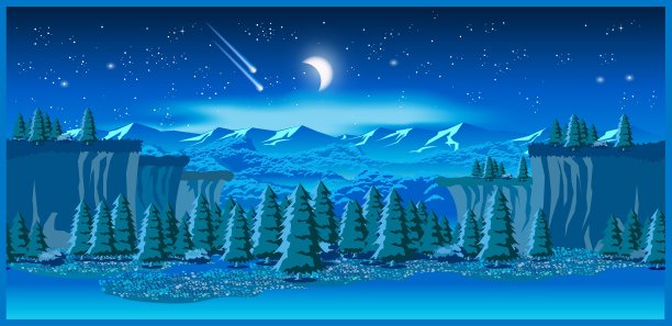 夜景如画的山谷图片下载