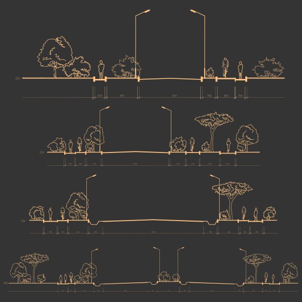 一组道路横断面图片下载