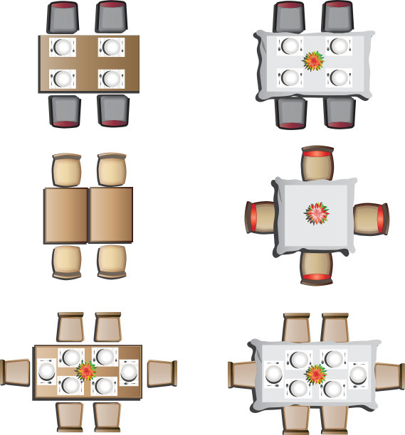 餐厅家具顶视图集1图片下载