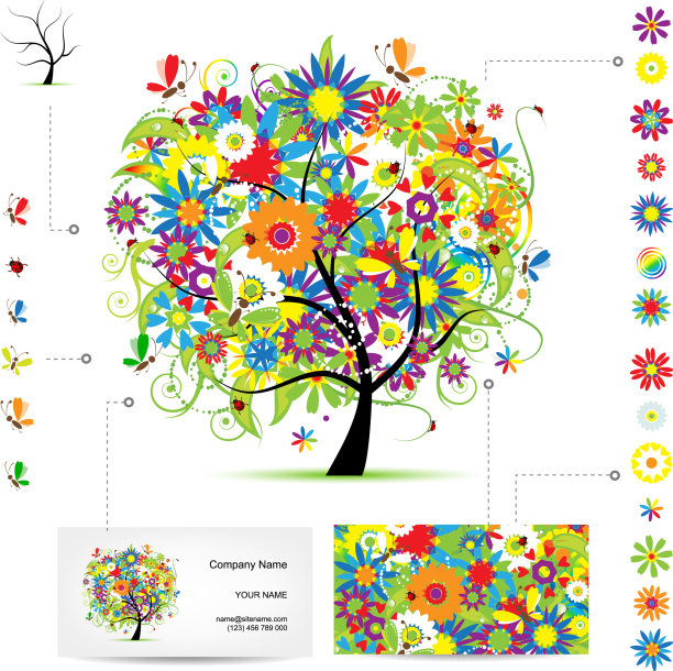 信息树与有趣的鸟名片图片下载