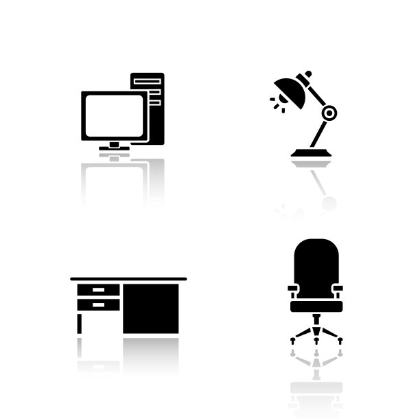 办公室内部元素投影图标设置图片下载