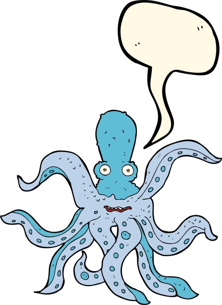 卡通巨型章鱼与语音泡泡图片下载
