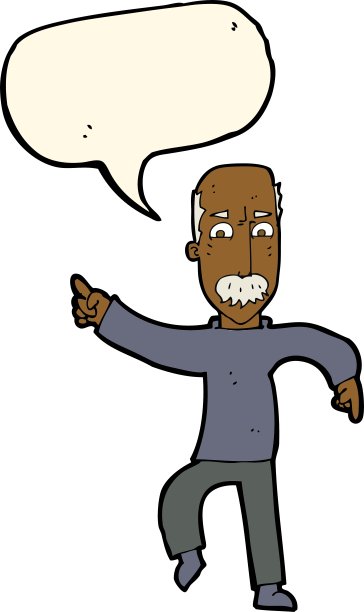 卡通愤怒的老人用言语泡图片下载