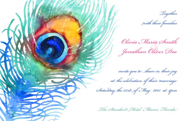 优雅的背景与水彩孔雀图片下载