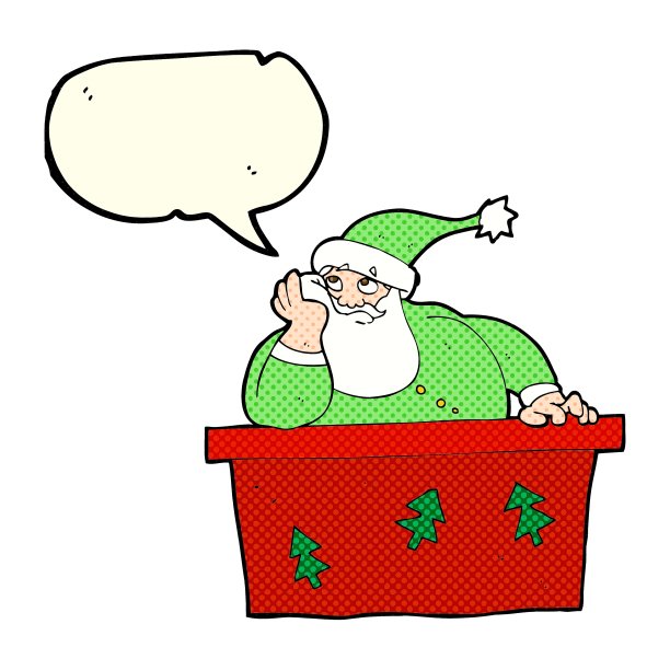 卡通圣诞老人用无聊的话语泡泡图片下载