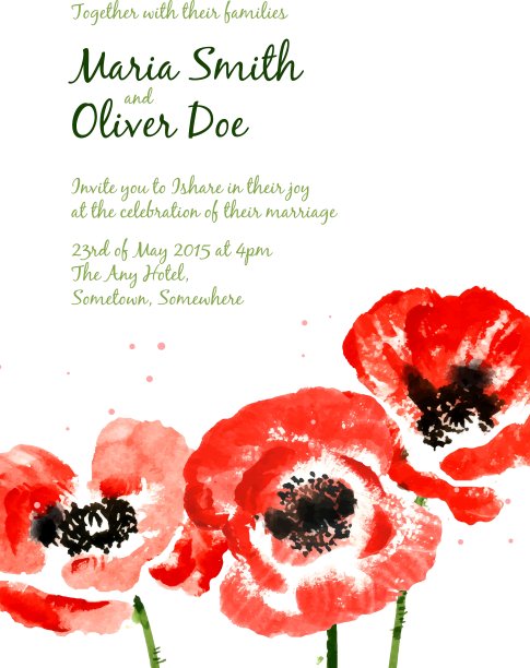 背景与红色水彩罂粟图片下载