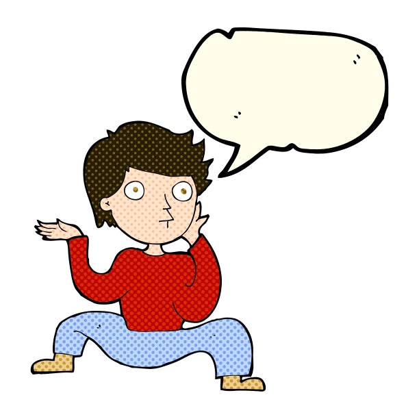 卡通男孩做疯狂的舞蹈和语音泡泡图片下载