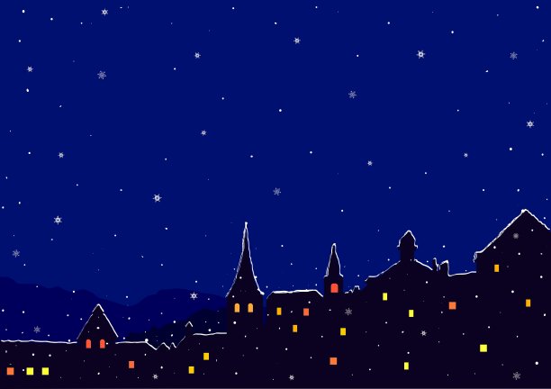 冬天晚上的城市图片下载