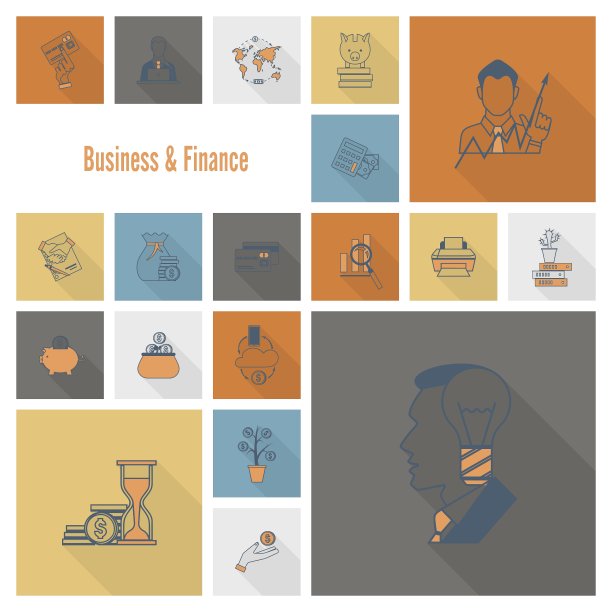 商业和金融图标集图片下载