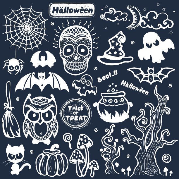 复古的万圣节图标图片下载