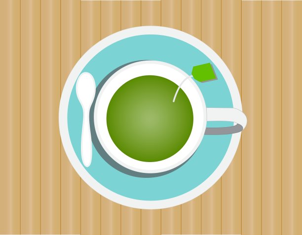 玻璃杯中的绿茶图片下载