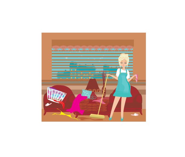 家庭主妇收拾残局图片下载