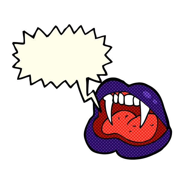 卡通吸血鬼的嘴唇带有气泡图片下载