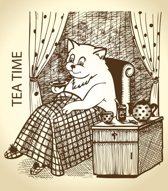 猫喝茶图片下载