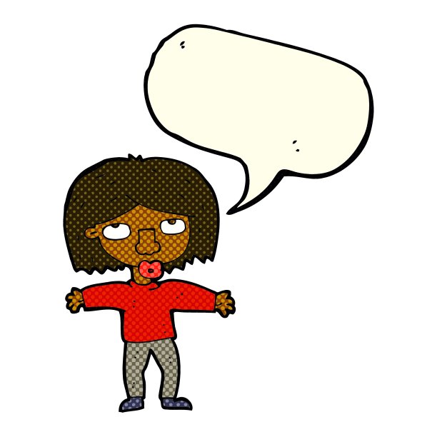 卡通女孩抬头看泡泡说话图片下载